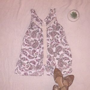 Pink and white pasley print tank